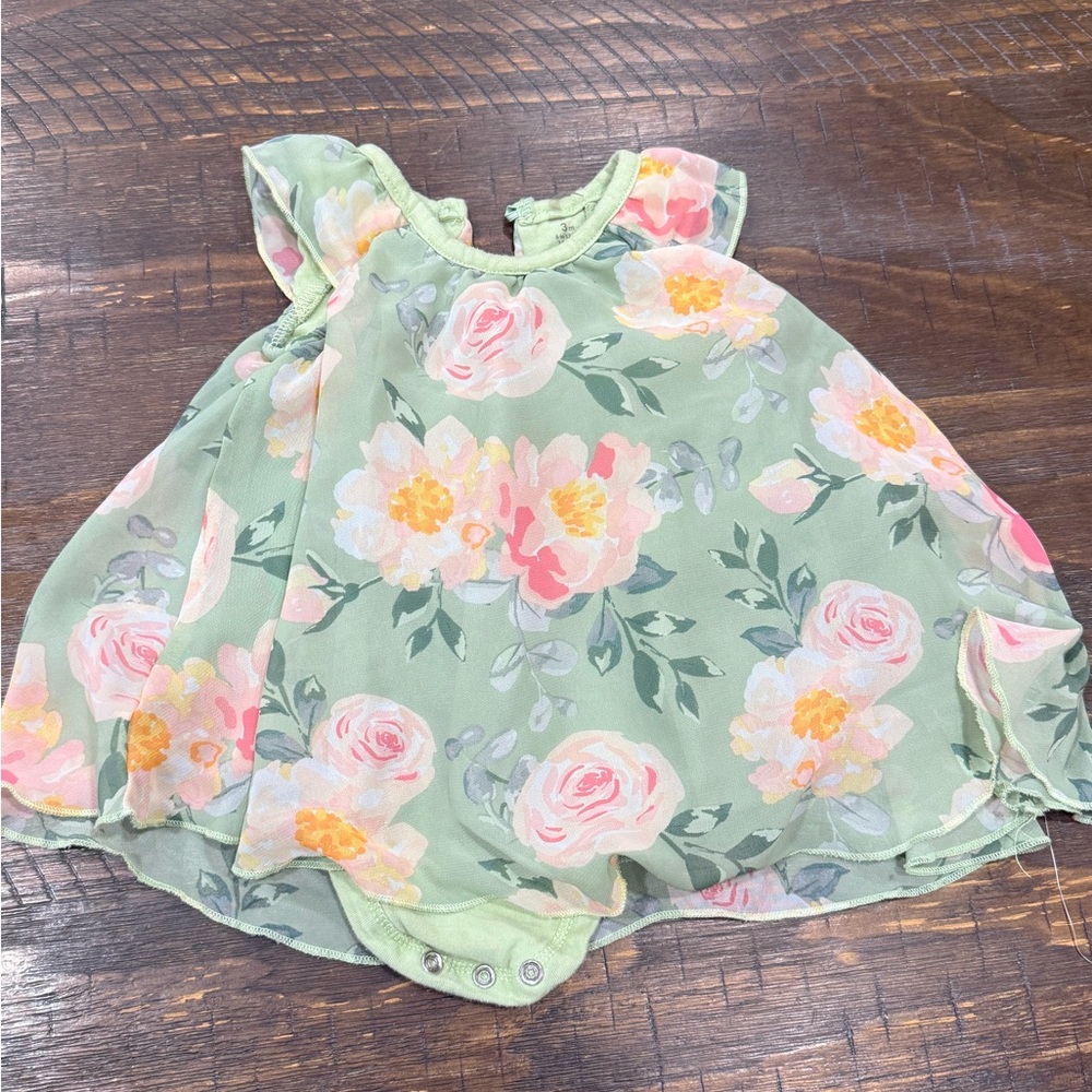 Baby Starters Green Floral Kids Dress